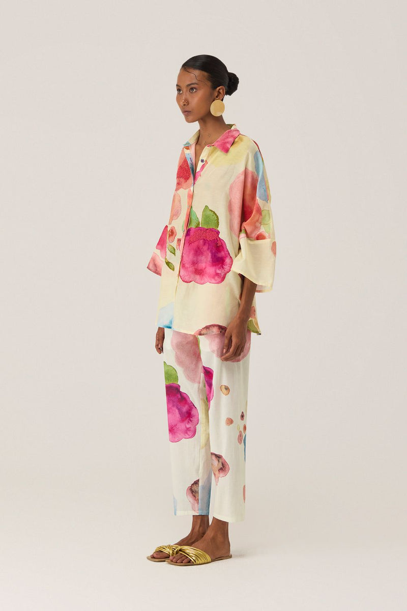 Californian Poppies Co-ord Set silk by World of SiSa for women in Singapore