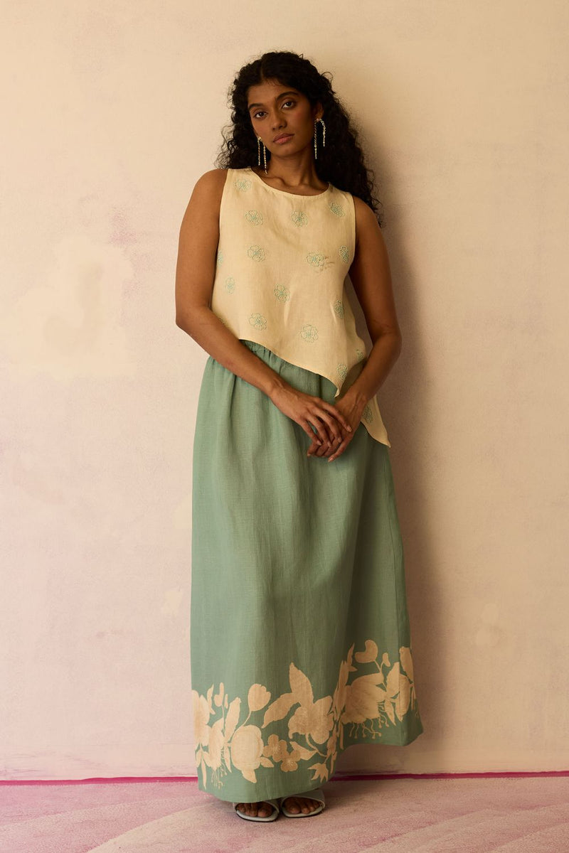 Hibiscus Anaar Asymmetrical Hem Co-ord Set cotton by World of SiSa for women in Singapore