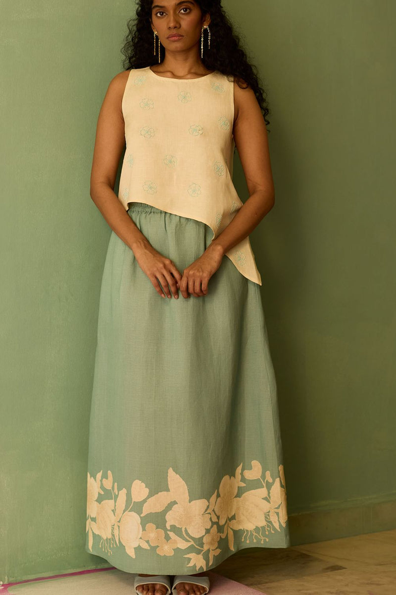 Hibiscus Anaar Asymmetrical Hem Co-ord Set cotton by World of SiSa for women in Singapore