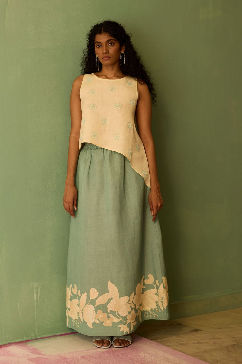 Hibiscus Anaar Asymmetrical Hem Co-ord Set cotton by World of SiSa for women in Singapore