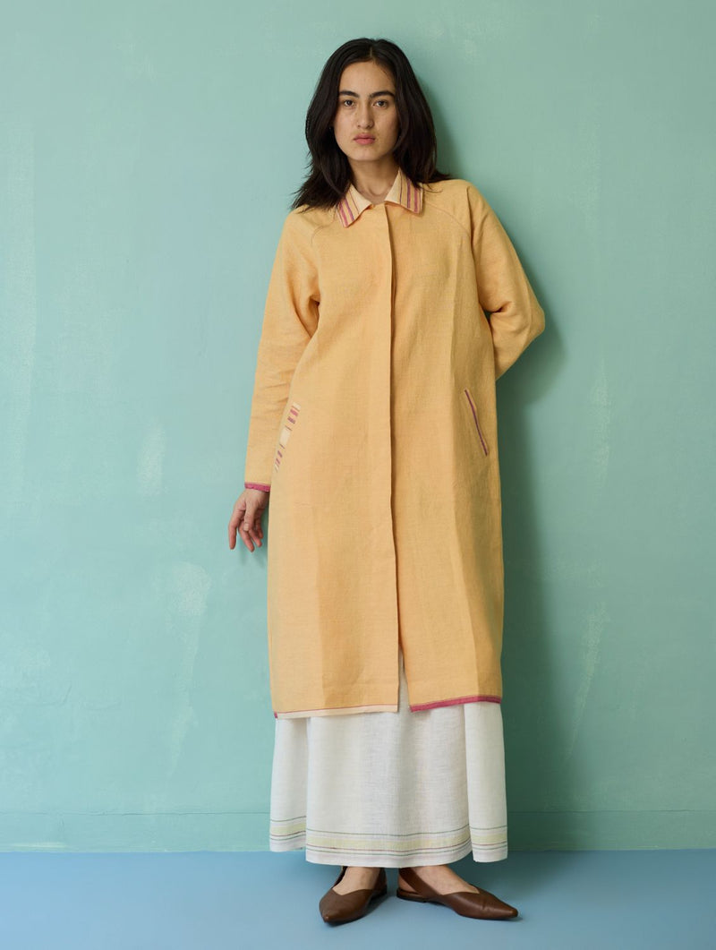Pera Border Linen Co-ord Set - Ivory linen co-ord set by Manan in ivory for women in Singapore