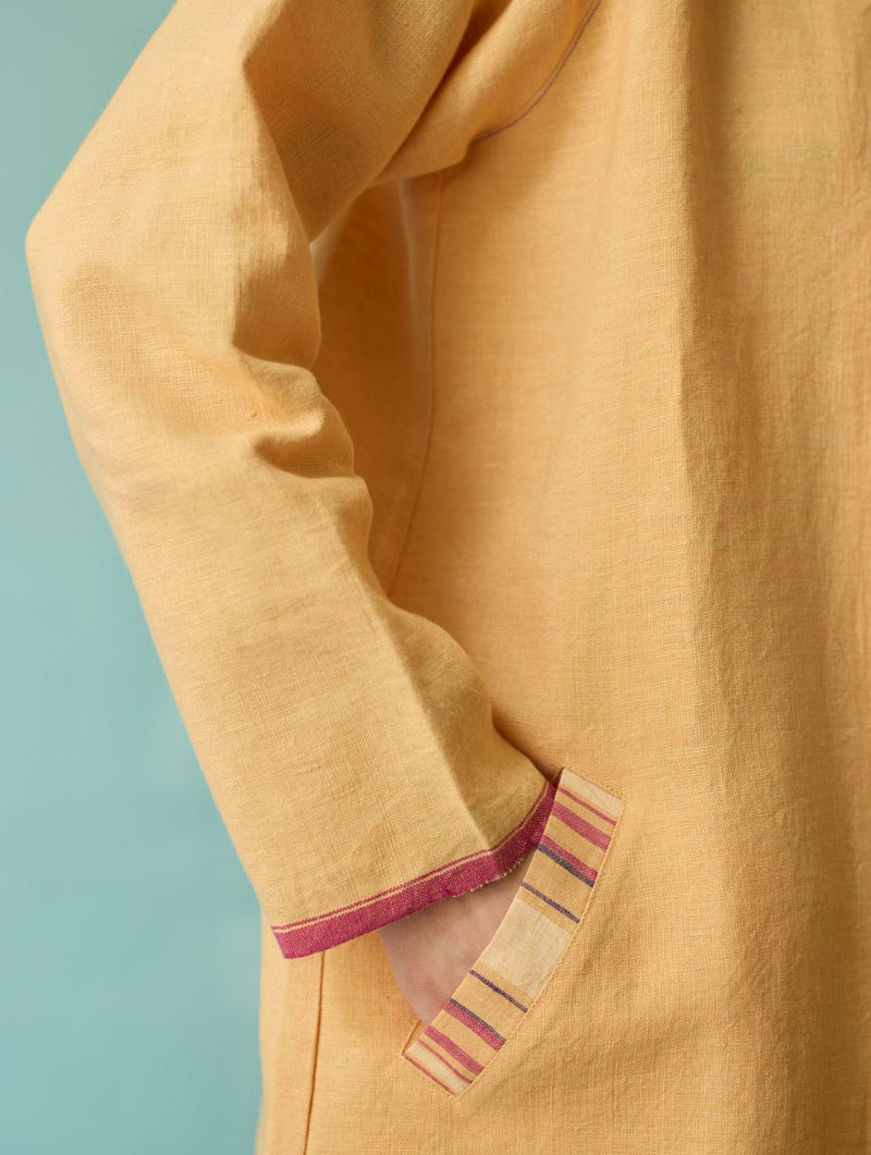 Pera Border Linen Co-ord Set - Ivory linen co-ord set by Manan in ivory for women in Singapore