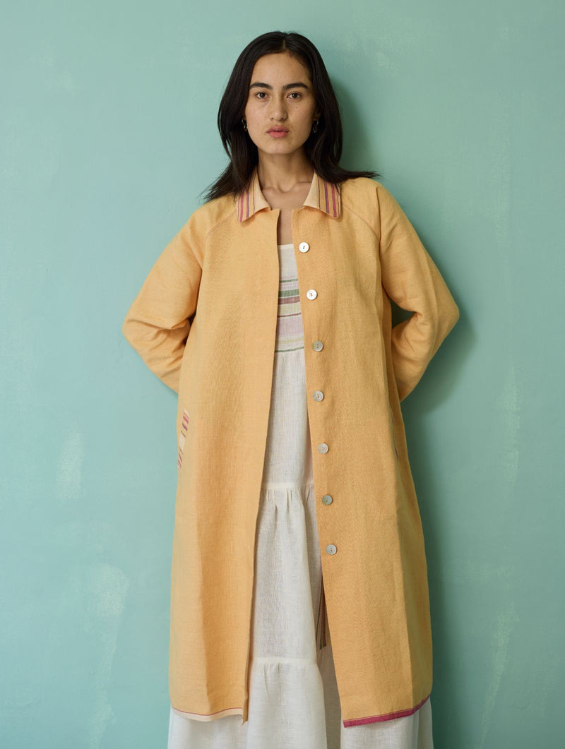 Pera Border Linen Co-ord Set - Ivory linen co-ord set by Manan in ivory for women in Singapore