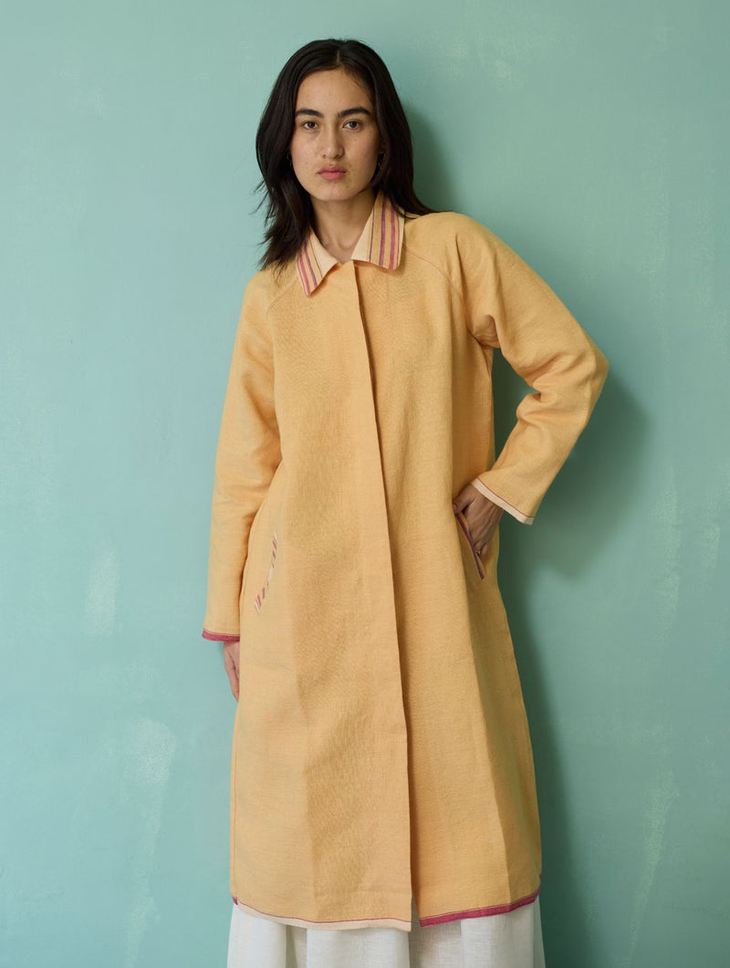 Pera Border Linen Co-ord Set - Ivory linen co-ord set by Manan in ivory for women in Singapore