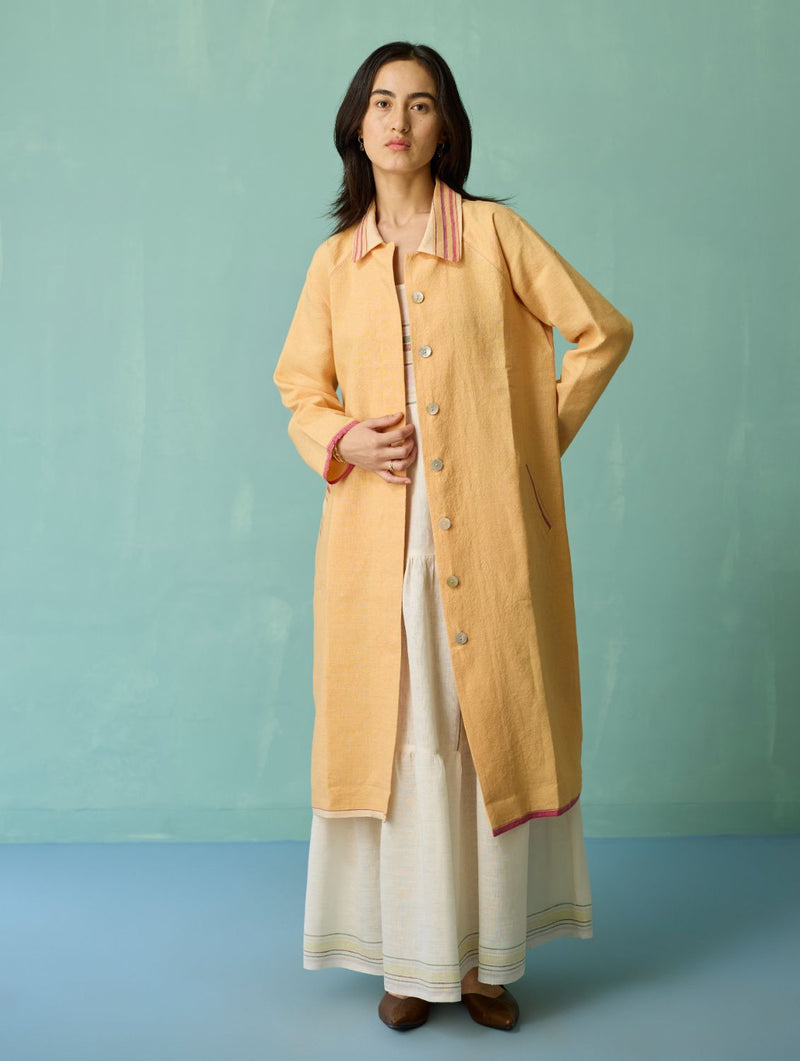 Pera Border Linen Co-ord Set - Ivory linen co-ord set by Manan in ivory for women in Singapore