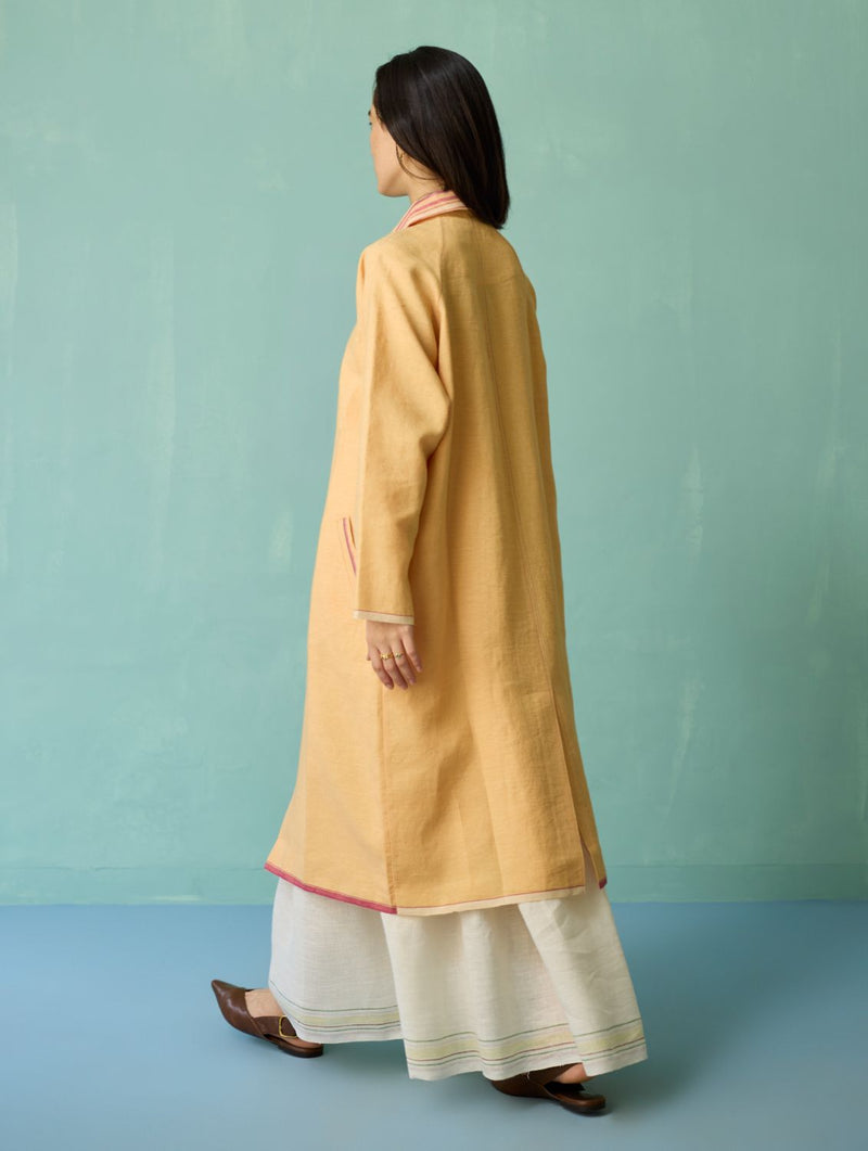 Pera Border Linen Co-ord Set - Ivory linen co-ord set by Manan in ivory for women in Singapore