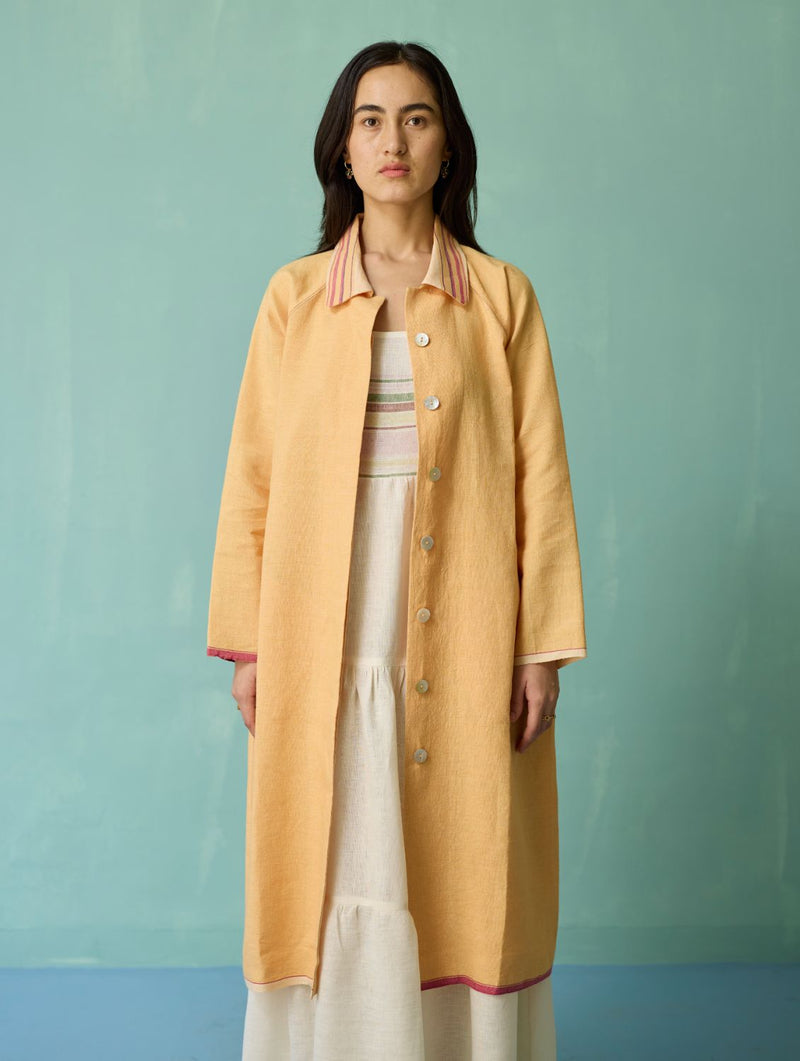 Pera Border Linen Co-ord Set - Ivory linen co-ord set by Manan in ivory for women in Singapore