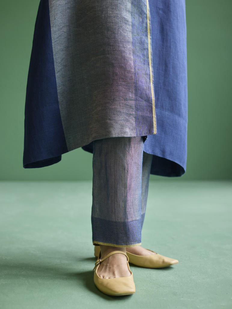 Ayana Metallic Linen Co-ord Set - Navy linen by Manan in navy color for women in Singapore