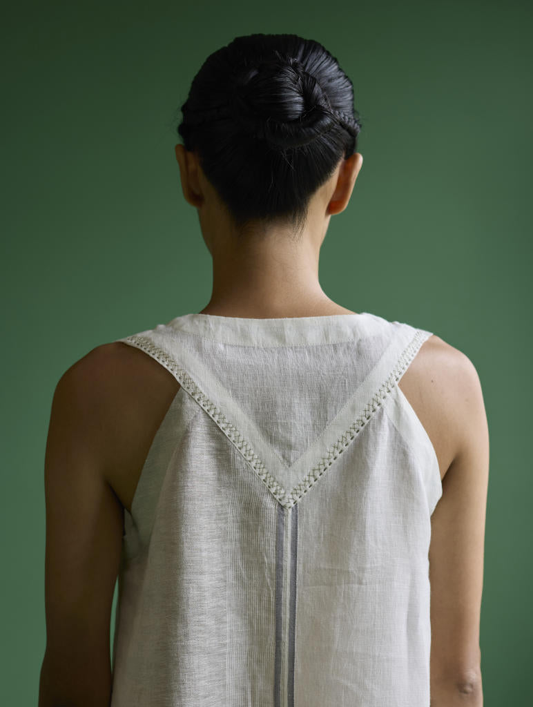 Ayana Metallic Linen Co-ord Set - Ivory linen by Manan in ivory color for women in Singapore