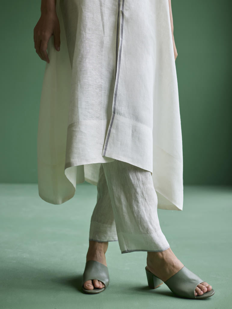 Ayana Metallic Linen Co-ord Set - Ivory linen by Manan in ivory color for women in Singapore