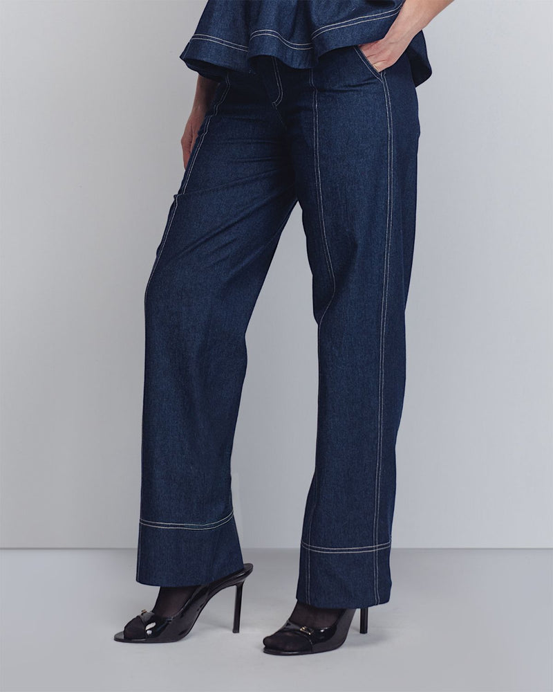 Cup Zipper Top - Denim Blue + White cotton Buy Cup Zipper Top - Denim Blue + White from C&W | Tops And Shirts for Women by Leh Studios in white color for women in Singapore