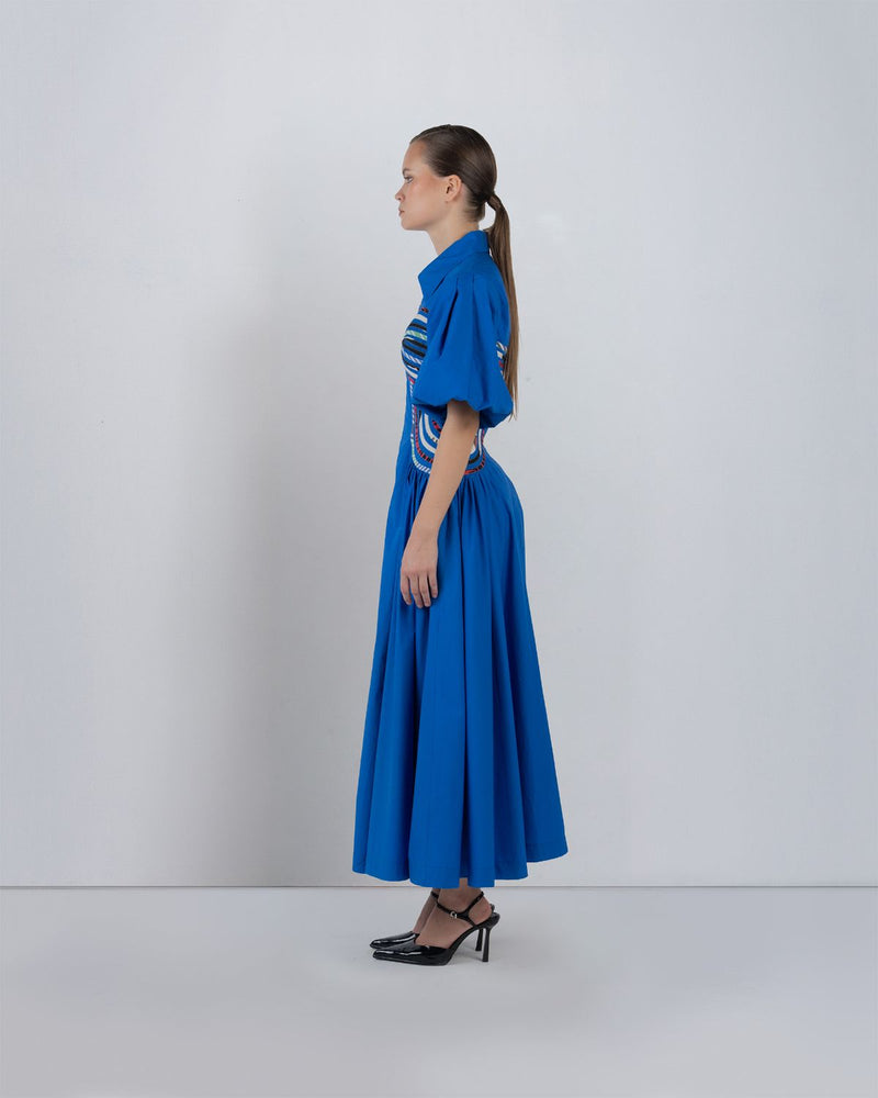 CURVA DRESS - Cobalt + Multicolour dress by Leh Studios in multicolour for women in Singapore