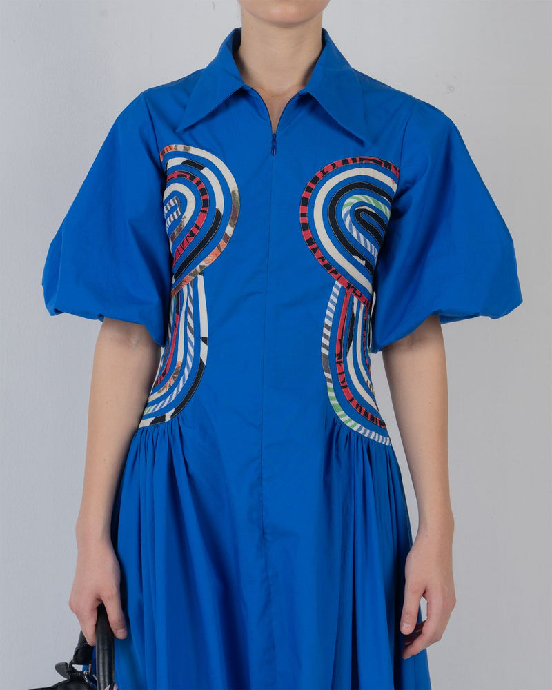 CURVA DRESS - Cobalt + Multicolour dress by Leh Studios in multicolour for women in Singapore