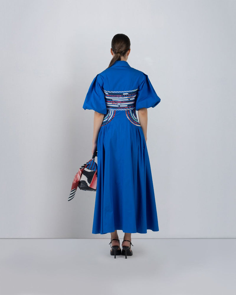 CURVA DRESS - Cobalt + Multicolour dress by Leh Studios in multicolour for women in Singapore