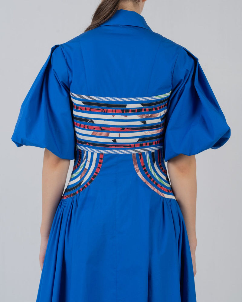 CURVA DRESS - Cobalt + Multicolour dress by Leh Studios in multicolour for women in Singapore