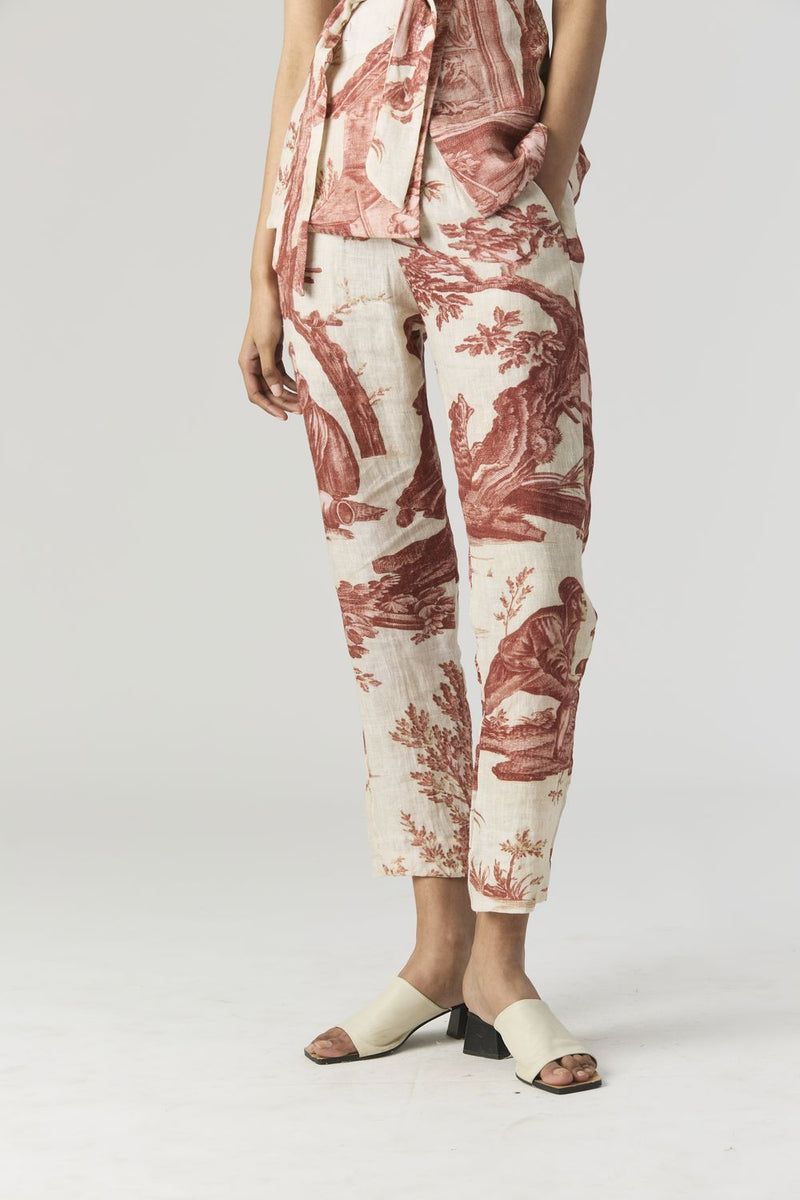 CABRIDET JACKET SET linen by Yam in red color for women in Singapore