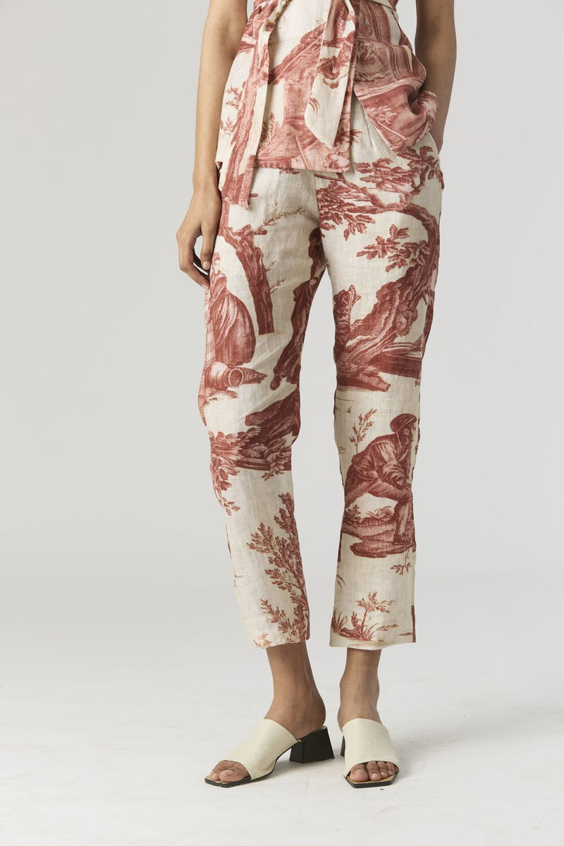 CABRIDET JACKET SET linen by Yam in red color for women in Singapore