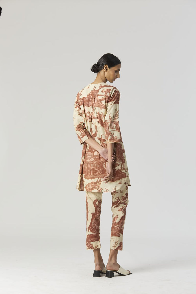 CABRIDET SHORT KURTA SET cotton by Yam in red color for women in Singapore