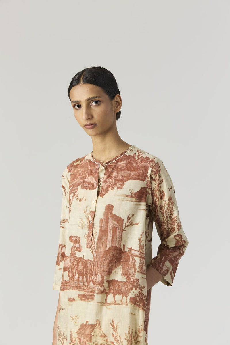 CABRIDET SHORT KURTA SET cotton by Yam in red color for women in Singapore
