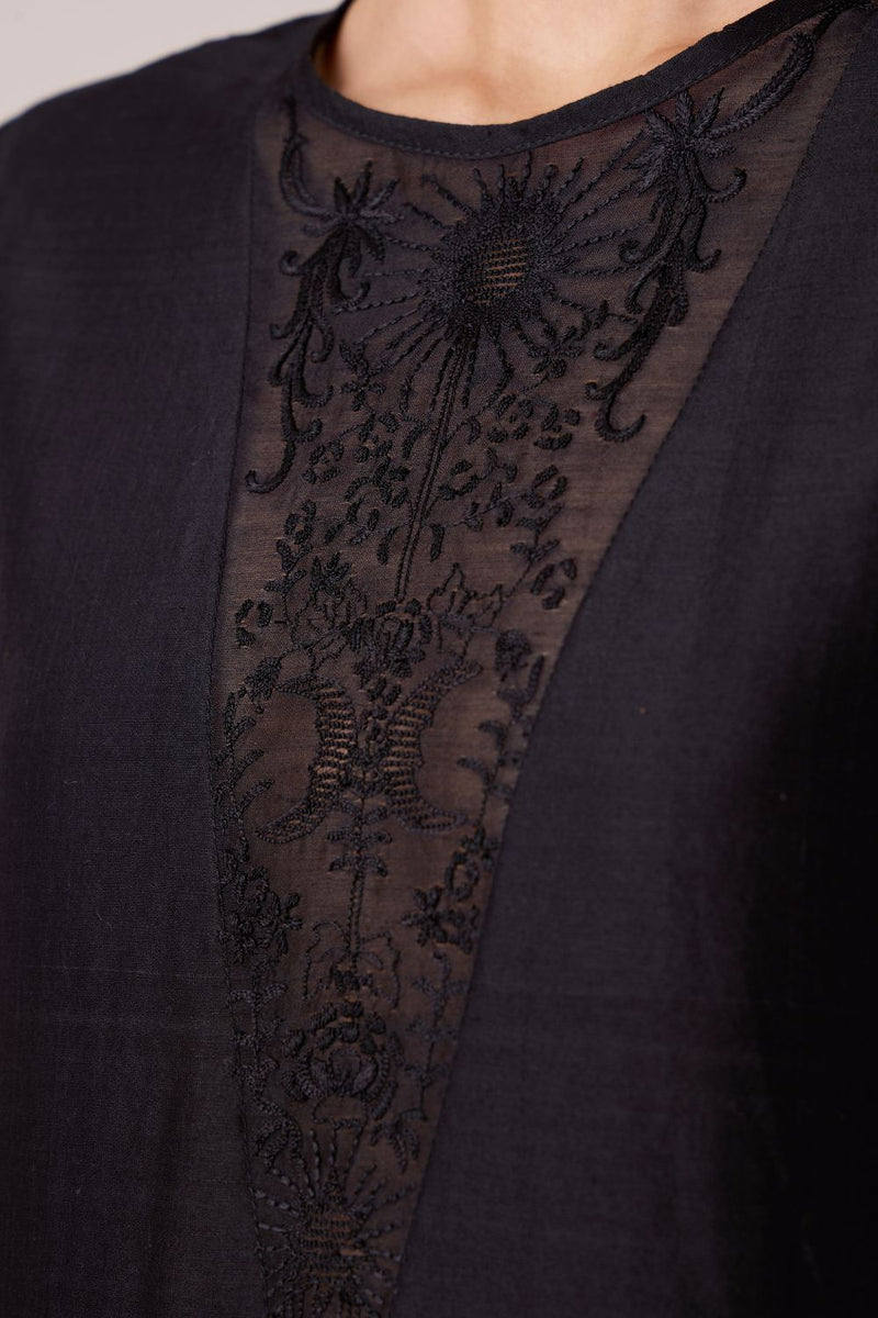 Callisto Black Handwoven Dress chanderi by The Summer House in black color for women in Singapore