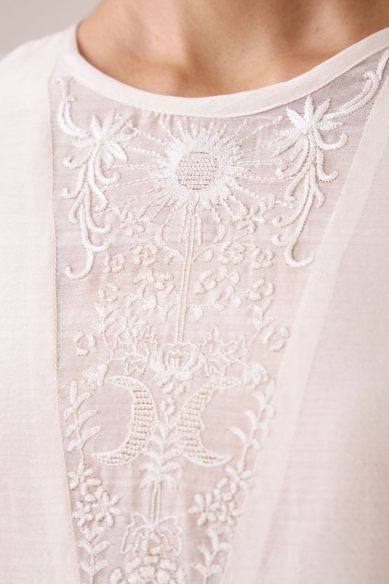 Callisto White Handwoven Dress chanderi by The Summer House in white color for women in Singapore