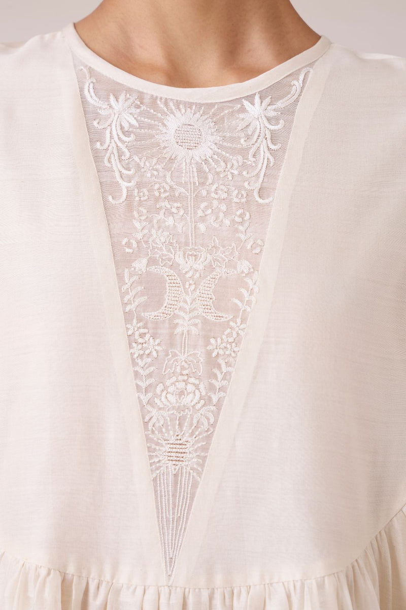 Callisto White Handwoven Dress chanderi by The Summer House in white color for women in Singapore