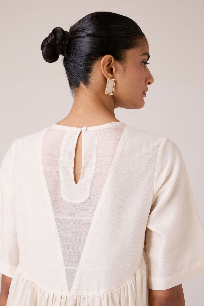 Callisto White Handwoven Dress chanderi by The Summer House in white color for women in Singapore