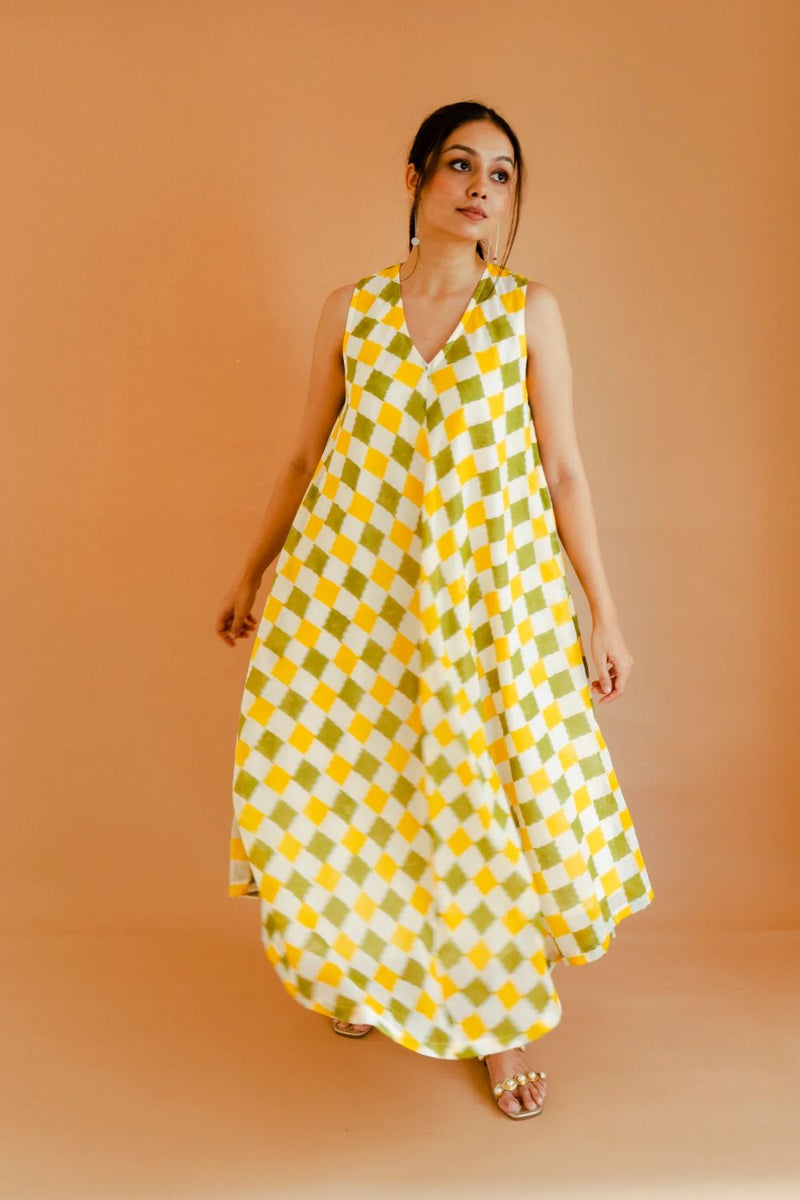 Camellia Dress mul by Homegrown by Alterego in yellow color for women in Singapore