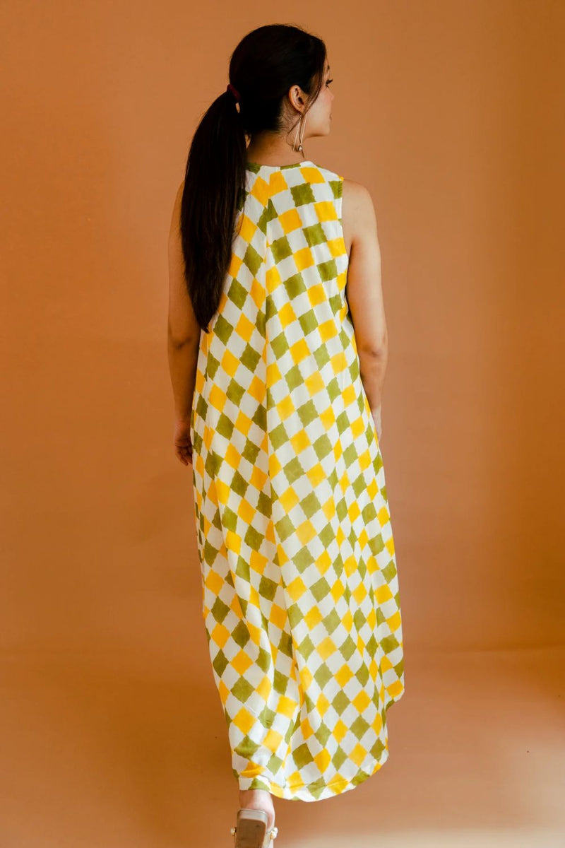Camellia Dress mul by Homegrown by Alterego in yellow color for women in Singapore