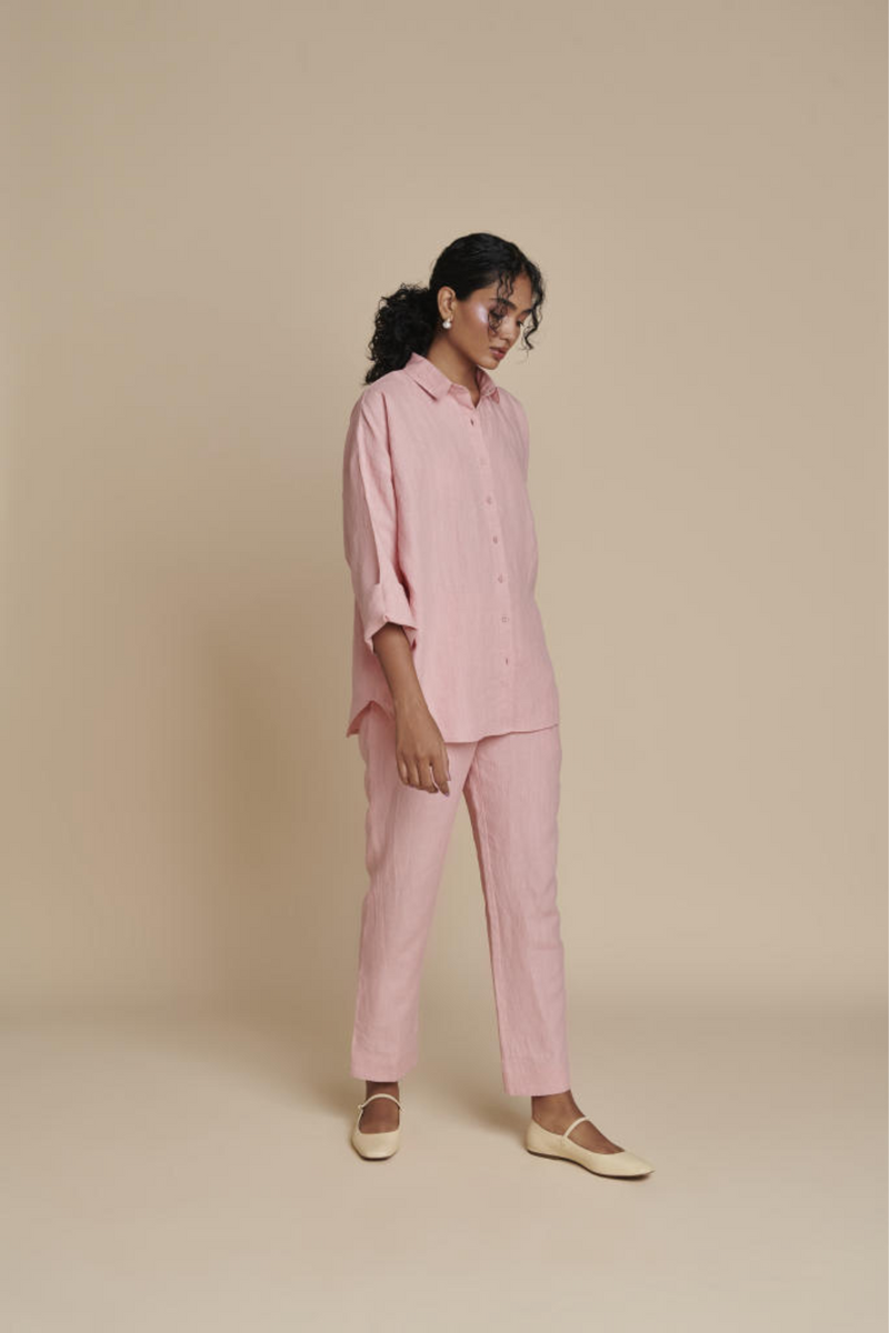 Candy Floss Linen Oversized Flared Shirt