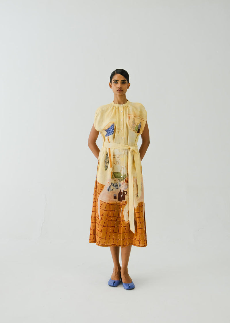 Cap Sleeve Dress-Fisherman linen by CORD for women in Singapore