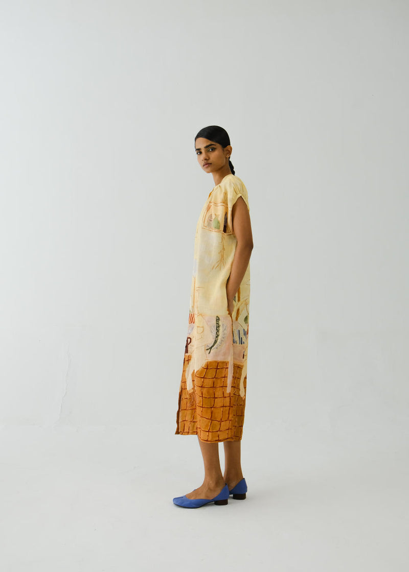 Cap Sleeve Dress-Fisherman linen by CORD for women in Singapore