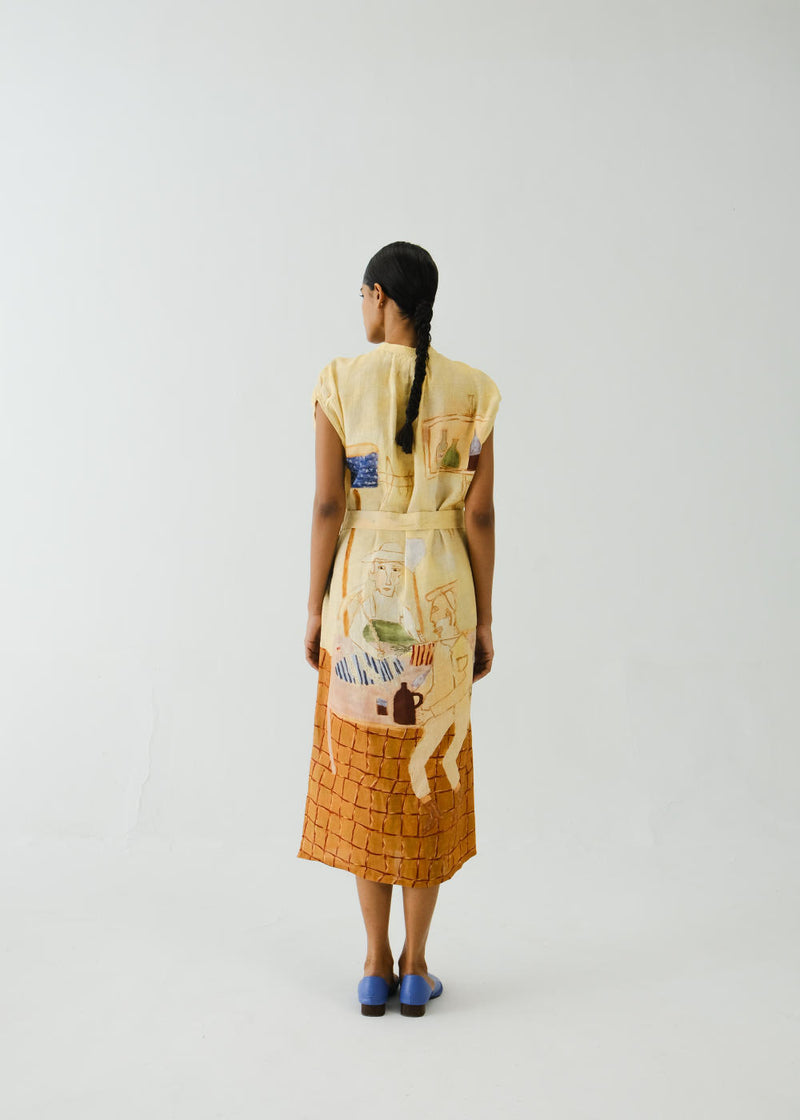 Cap Sleeve Dress-Fisherman linen by CORD for women in Singapore