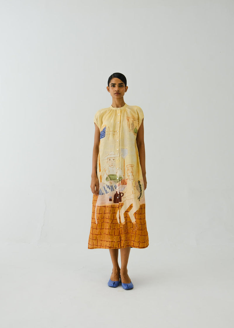 Cap Sleeve Dress-Fisherman linen by CORD for women in Singapore