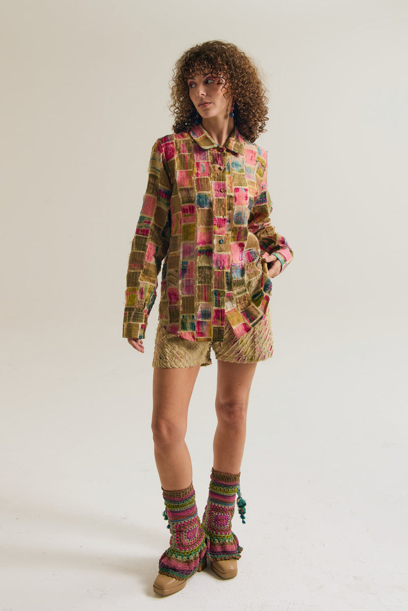 Cosmos Shirt chanderi silk top/shirt by Capisvirleo in off white for women in Singapore