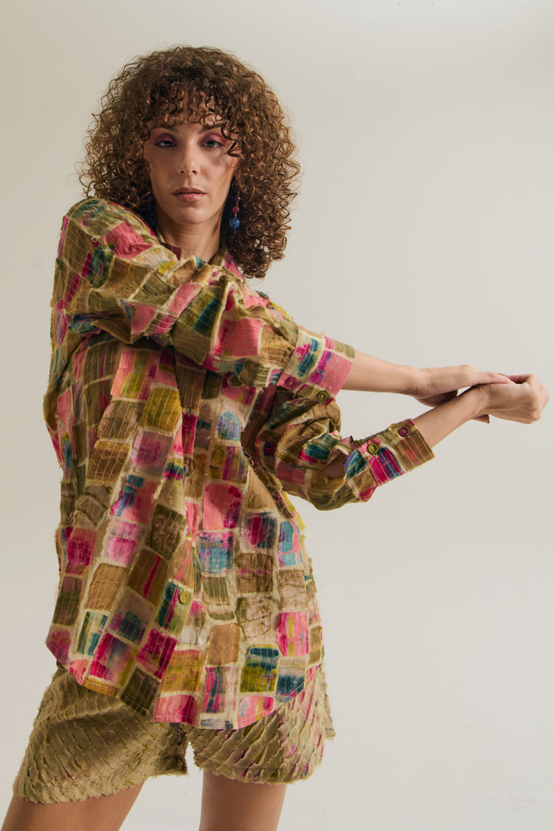 Cosmos Shirt chanderi silk top/shirt by Capisvirleo in off white for women in Singapore
