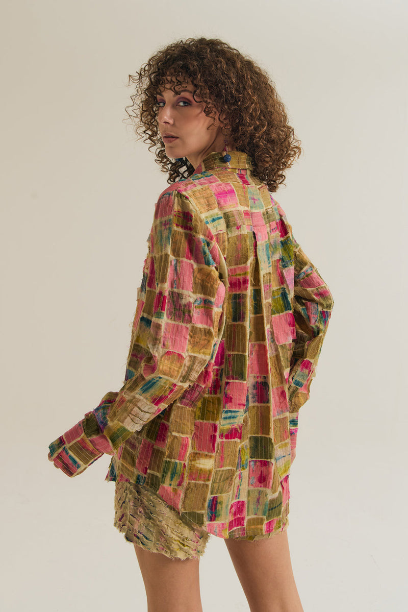 Cosmos Shirt chanderi silk top/shirt by Capisvirleo in off white for women in Singapore