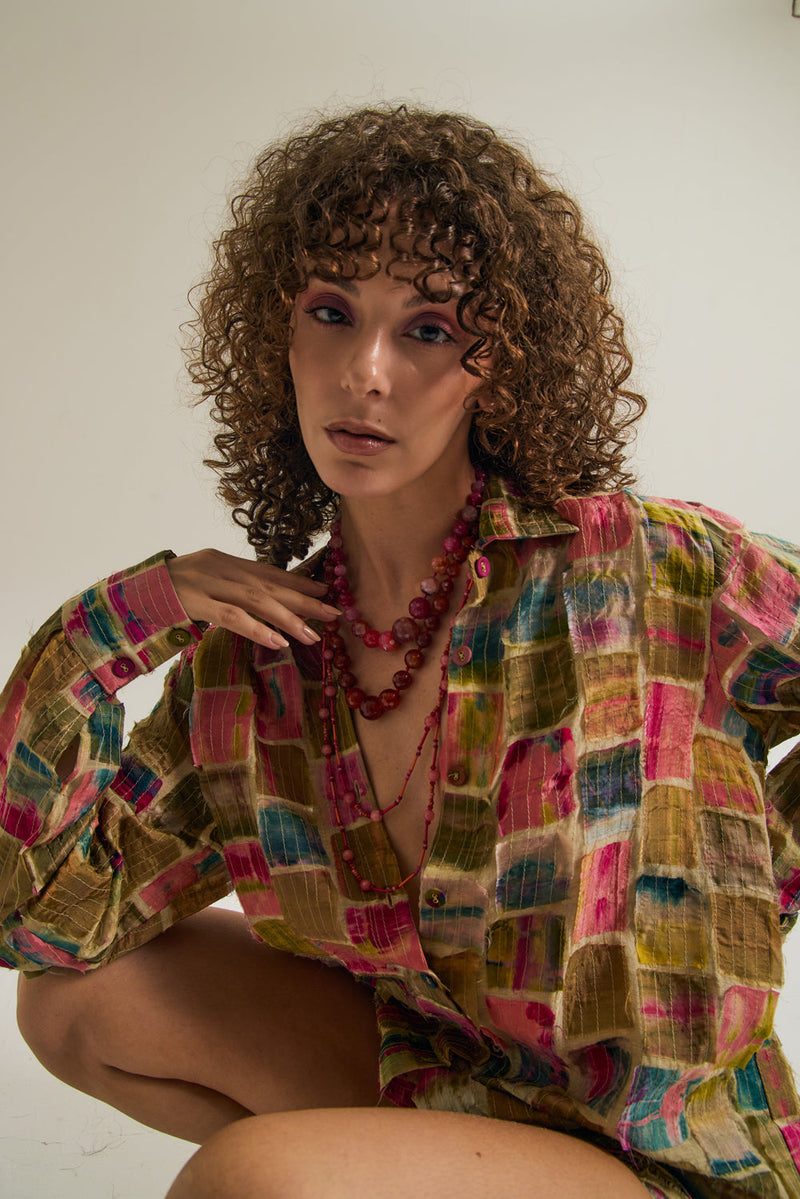 Cosmos Shirt chanderi silk top/shirt by Capisvirleo in off white for women in Singapore