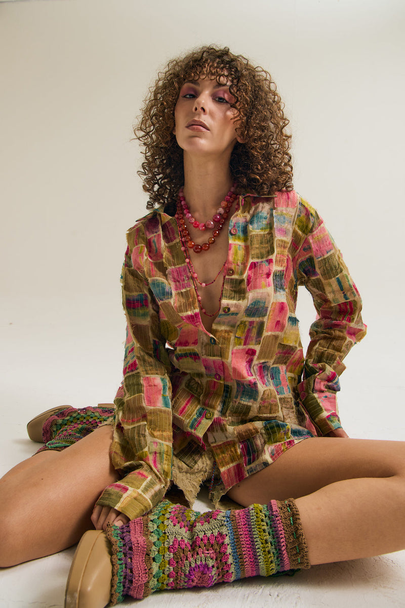 Cosmos Shirt chanderi silk top/shirt by Capisvirleo in off white for women in Singapore