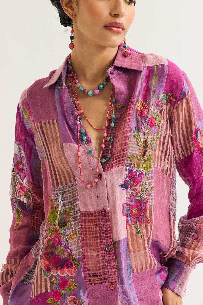 Paako Shirt jute,linen,silk top/shirt by Capisvirleo in pink for women in Singapore