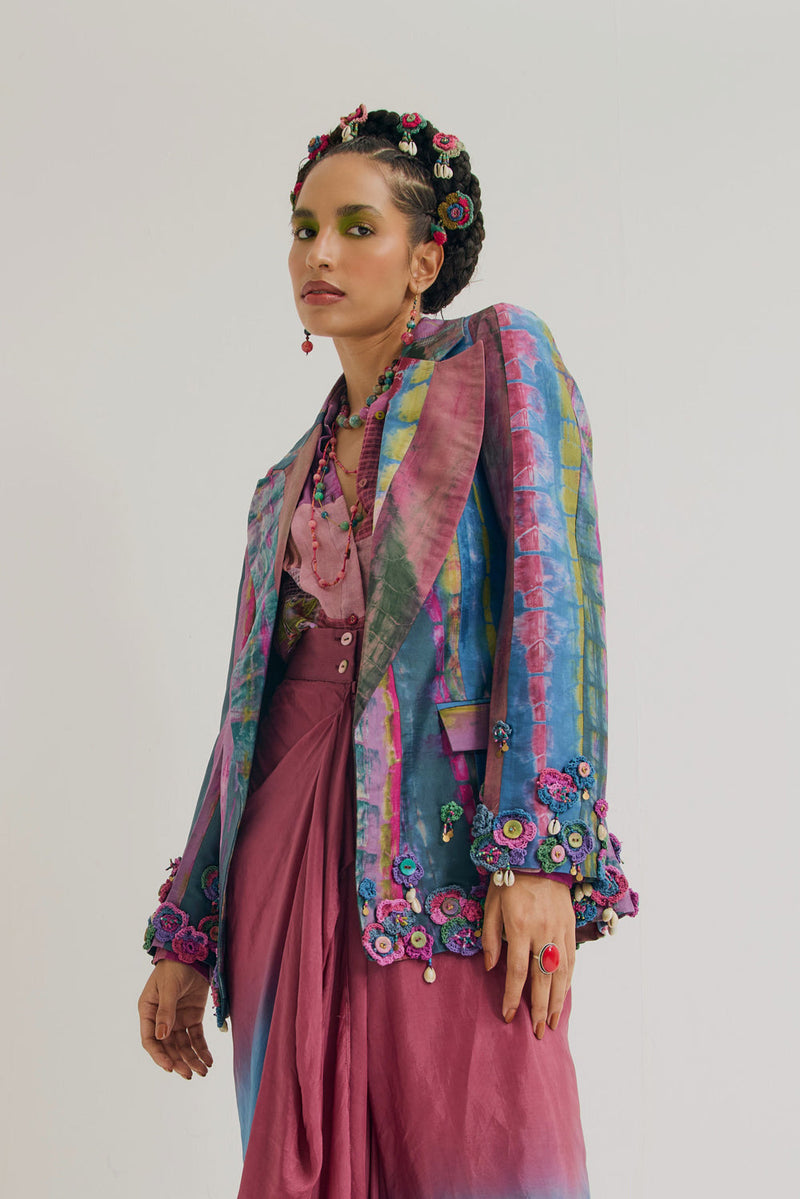 Laburnum Blazer habutai silk jacket/overlay by Capisvirleo in lavender for women in Singapore
