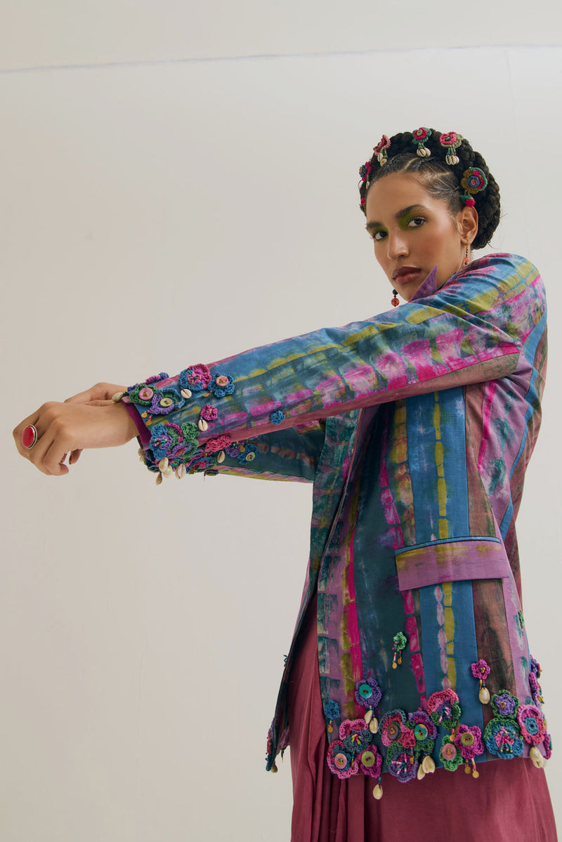 Laburnum Blazer habutai silk jacket/overlay by Capisvirleo in lavender for women in Singapore