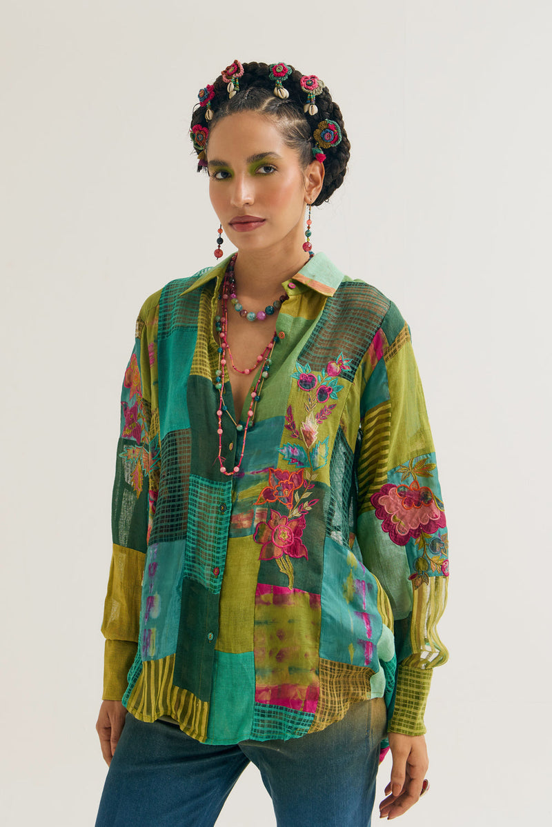 Paako Vinca Set jute,linen,silk co-ord set by Capisvirleo in green for women in Singapore