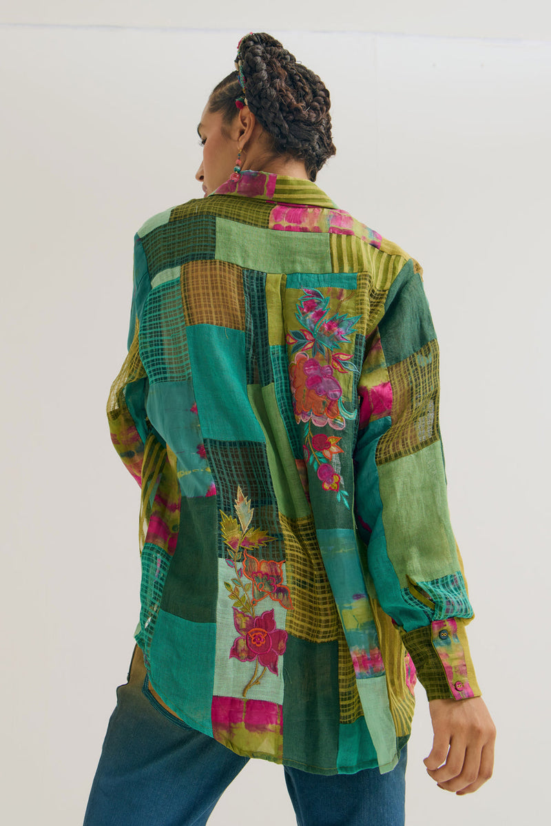 Paako Vinca Set jute,linen,silk co-ord set by Capisvirleo in green for women in Singapore