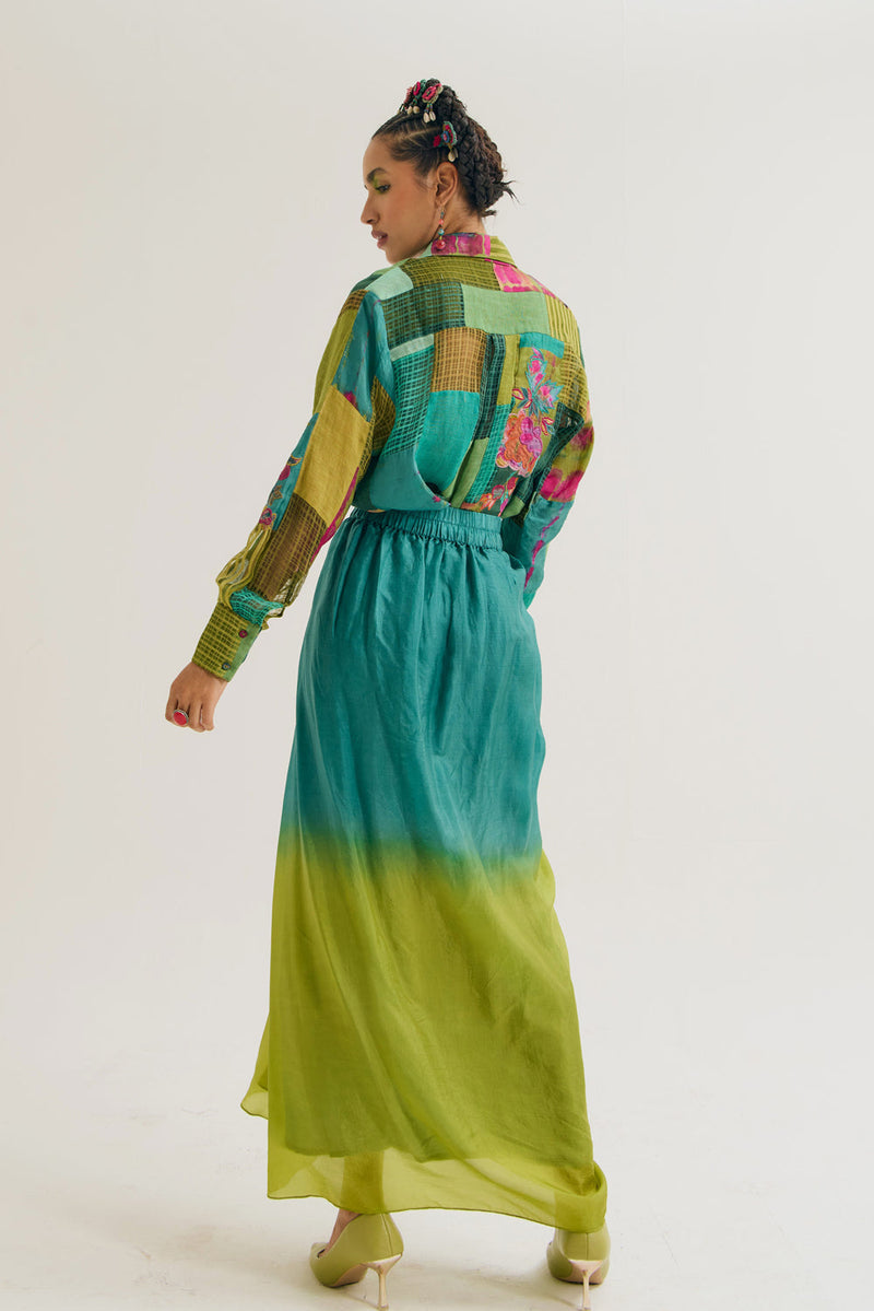 Vinca Skirt habutai silk skirt by Capisvirleo in green for women in Singapore
