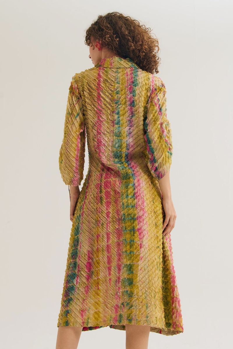 Lantana Dress cotton silk,chanderi dress by Capisvirleo in yellow for women in Singapore