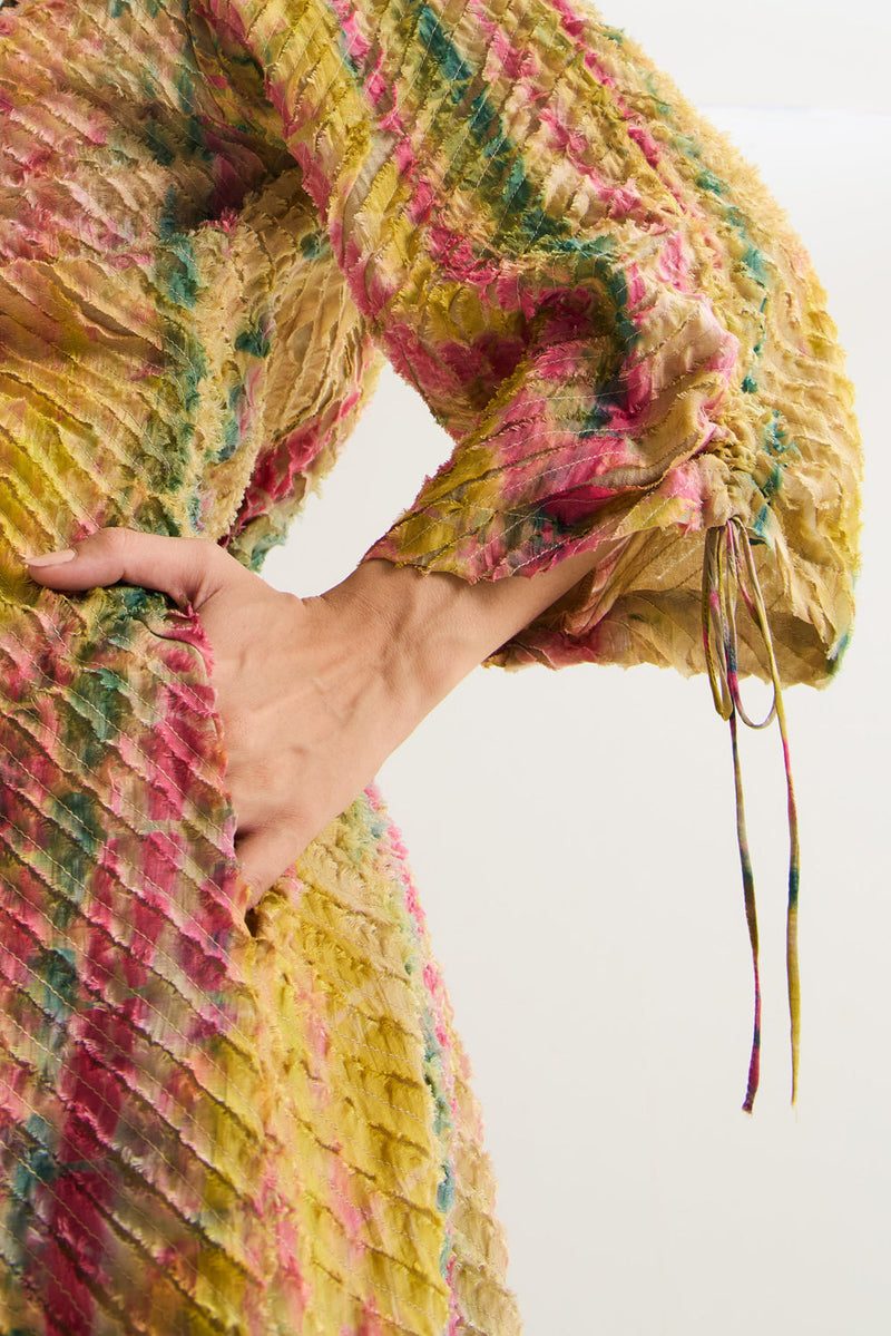 Lantana Dress cotton silk,chanderi dress by Capisvirleo in yellow for women in Singapore