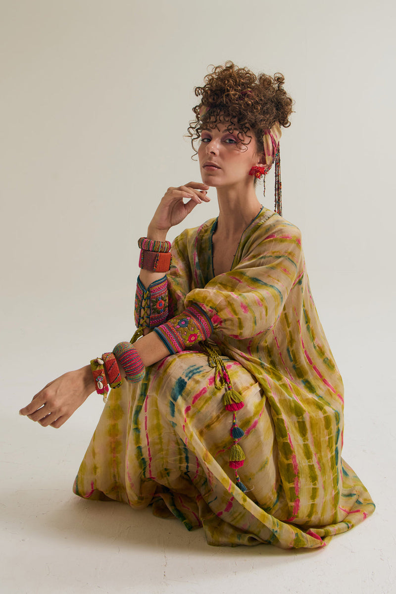 Daisy Kaftan habutai silk tunics/kaftan by Capisvirleo in off white for women in Singapore