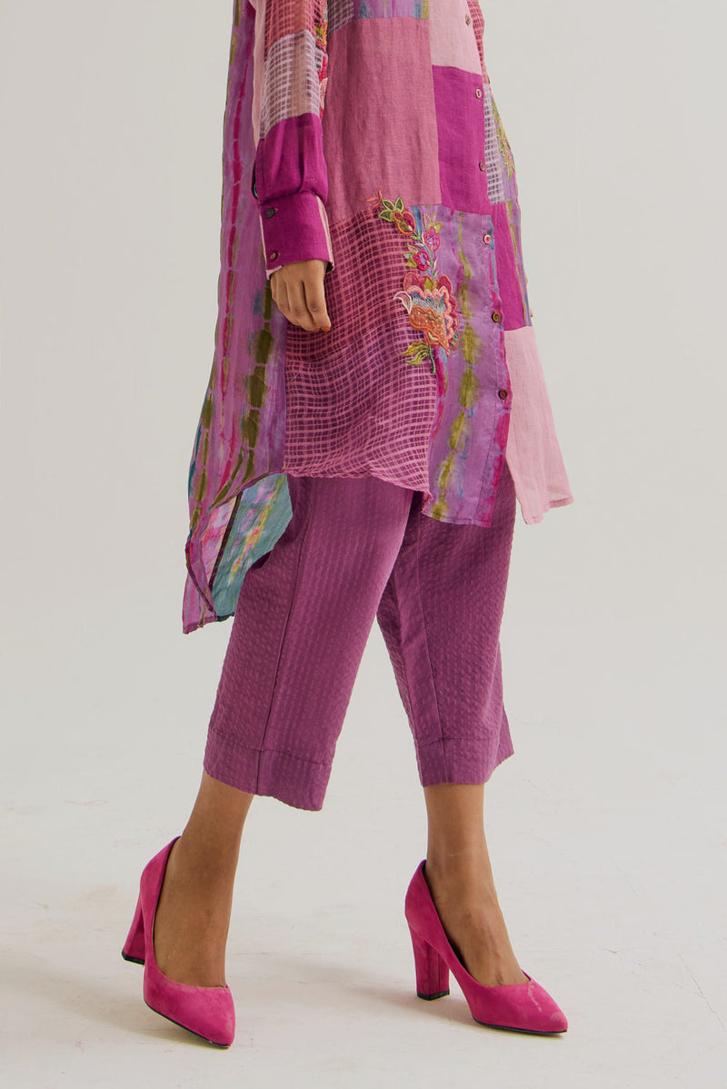 Shrub Rose Pant handloom cotton pant/trouser by Capisvirleo in pink for women in Singapore