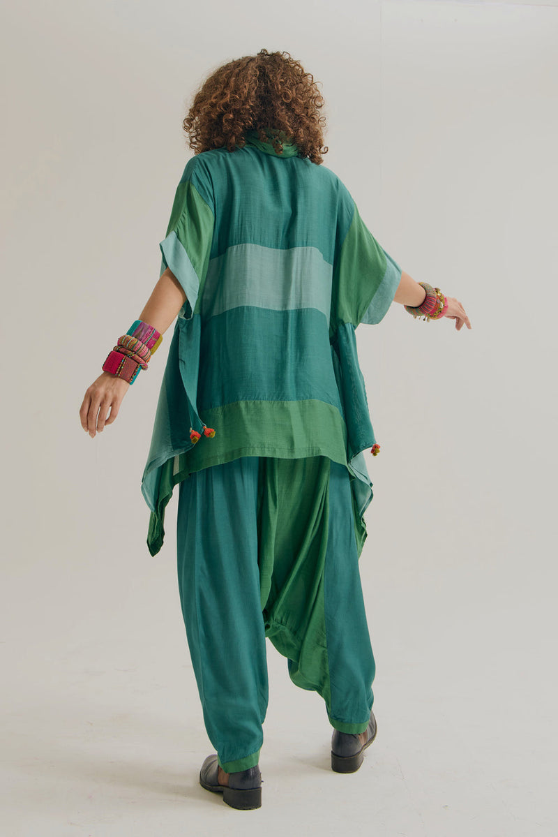 Plumaria Co Ord Set cotton silk co-ord set by Capisvirleo in teal for women in Singapore